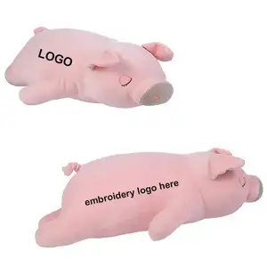 Custom OEM LOGO Shirt Plush Pink Pig Toy Wholesale Mascot Soft Stuffed Animal Plush Pig Toys