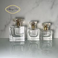 Flacon de parfum vide carré vintage de luxe de 50 ml avec col de 15 mm et vaporisateur à pompe, flacon de parfum unique