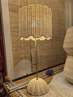 Lampu meja rotan buatan tangan, lampu samping tempat tidur anyaman bambu alami untuk dekorasi rumah Hotel
