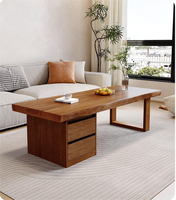 Table basse de salon de style ancien, petite, luxe léger, moderne, simple, fonction de rangement, durable, facile à nettoyer, MDF + bois massif