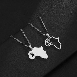 Nouvelle Arrivée Creux Carte Forme Collier Afrique Carte Berbère Signe Pendentif Africain Berbère Kabyle <span class=keywords><strong>Amazigh</strong></span> <span class=keywords><strong>Bijoux</strong></span> - Product Image 2