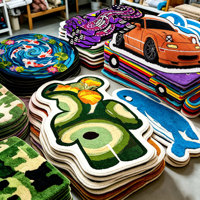 Tapis personnalisés Anime Bape, découpés sur mesure de forme irrégulière, avec motifs Ours, Jeu et Voiture, design moderne, pour chevet et autres surfaces.