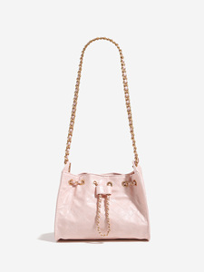 OEM ODM <b>handbag</b> manufacturer Cream <b>Quilted</b> Patent Leather Bucket Bag for Women Drawstring Chain Shoulder Crossbody <b>Handbag</b> - Product Image 2