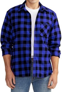 Camisas a <span class=keywords><strong>cuadros</strong></span> negras y rojas para hombre de algodón 100%, camisas de manga larga anticontracción para hombre - Product Image 4