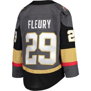 Las <span class=keywords><strong>Vegas</strong></span> Golden Knights # 29 Gray Youth Home Premier Jersey Respirant à col en V pour garçons 8-20 ans - Product Image 3