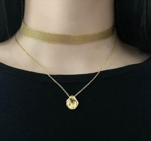 G1792-gargantilla de correa de malla gruesa de acero inoxidable para <span class=keywords><strong>mujer</strong></span>, joyería no empañada chapada en oro, pulsera de reloj, collar - Product Image 5