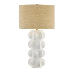 White Ribbed Ceramic Urn Modern Art Table Lamp | Eye-Catching Lighting for Hotel Lounge & Living Area - Product Image 6