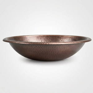 Fregadero de Cocina de Cobre Hecho a Mano de Primera Calidad, de un Solo Tazón, Redondo, Superficie Mate Rústica, Instalación Sobre Encimera - Product Image 1