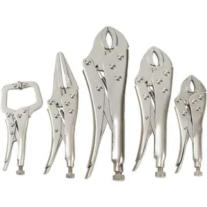 5-piece 5 pcs pieces 5" c-clamp 5" 7" 10" curved jaw 6.5" long nose Mini Assorted Locking Grip Pliers Set For Welder