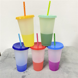 Vasos de Viaje Reutilizables de 24oz y 16oz, Botellas de Agua de Plástico, Tazas de Café con Sensor de Temperatura, Vasos que Cambian de Color con Gradiente - Product Image 2