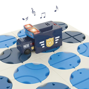 JinYing Jouets éducatifs de construction de circuits logiques, Ensemble de voies sonores et lumineuses, Voiture de police électrique, 34 pièces, Jouets de circuit de labyrinthe DIY - Product Image 4