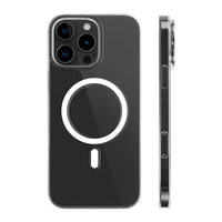 Coque de téléphone magnétique transparente ultra-fine en PC avec anneau magnétique puissant N52 pour iPhone 14 15 16 Series