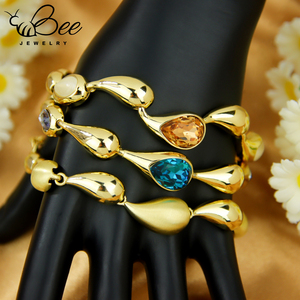 สร้อยข้อมือทองคำแท้ 14K ประดับคริสตัลแท้ ดีไซน์หยดน้ำ ทำด้วยมือ สำหรับผู้หญิง - Product Image 5