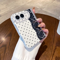 Coque de téléphone Ins Circle Dots Lace Blanc Noir pour iPhone 18Ultra, Housse Adorable