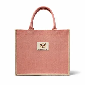 Service OEM en gros, sac en toile de jute naturelle imperméable réutilisable, sac publicitaire de voyage, logo personnalisé - Product Image 3