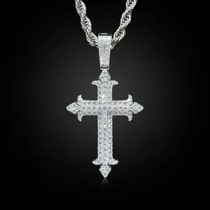 Custom Gothic Style Hip Hop Jewelry Man Woman D VVS Moissanite Diamonds Pendant 925 Sterling Silver Cross Necklace