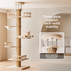 Árbol para Gatos de Madera Maciza de Piso a Techo, Ahorro de Espacio, Torre de Escalada Todo en Uno con Perchas y Escondite - Product Image 1