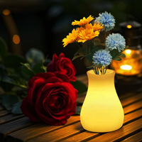 Lampe de table LED RGB moderne en forme de vase, pot blanc pour intérieur/extérieur, vase à fleurs en plastique LED