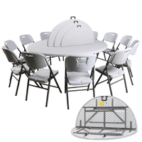 Chaise de mariage pliable en plastique, table ronde de banquet de 6 pieds pour la restauration en plein air, les mariages, les fêtes, les restaurants, les hôtels, les hôpitaux