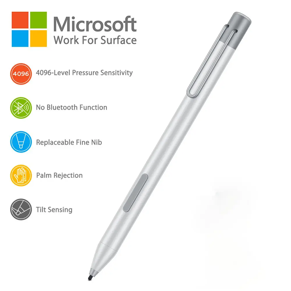 Palm Rejection Pen for Microsoft Surface 4096 Levels Pressure Flex Soft HB Nib Compatible with Surface Pro/ Book/ Laptop/ Go
