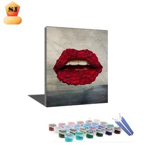 Alta qualità nuovo ritratto classico acrilico Sexy labbra rosse numero pittura regali per fidanzata/moglie pittura a cifre fai da te