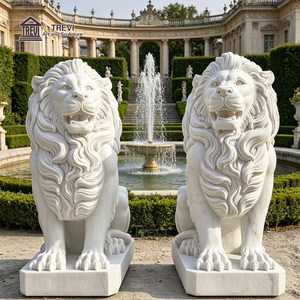 Statue de lion en marbre grandeur nature TREVI, <span class=keywords><strong>prix</strong></span> sur mesure, paire de lions de style occidental pour la décoration d'entrée de villa ou de voie d'accès - Product Image 4