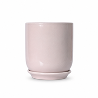 Pot de fleurs moderne pour décoration de jardin, pots en céramique rose pour plantes succulentes avec plateau pour la décoration intérieure