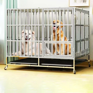 <span class=keywords><strong>Cage</strong></span> pour chien d'intérieur pliable en acier inoxydable avec roues universelles pour un déplacement facile, <span class=keywords><strong>cage</strong></span> pour animaux de compagnie en acier inoxydable, vente en gros d'usine - Product Image 1