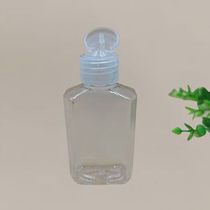 Flacon plat octogonal en plastique transparent de 60 ml avec bouchon à clapet pour usage médical et esthétique - Product Image 1