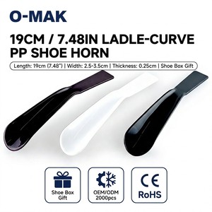 Calzascarpe Curvo in PP da 19 cm (7,5 Pollici) con Manico Rettangolare, Inserto per Scatola di Scarpe, 3 Colori, Logo Personalizzato OEM, MOQ 2000 Pezzi - Product Image 1