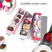 TEMLQPACK Fournitures d'emballage alimentaire de qualité supérieure pour boulangerie, lot de 12 boîtes longues transparentes avec fenêtre pour macarons aux fraises enrobées de chocolat blanc
