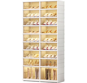 Modern Clear Plastic 1/3/6/9 Tier <b>Shoe</b> Box Foldable <b>Storage</b> Cabinet <b>Shoe</b> Rack Sneaker Organizer With Transparent Doors - Product Image 1