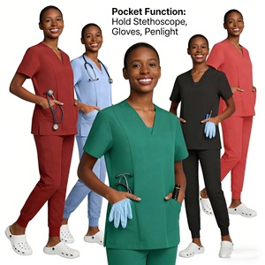 Unisex Scrub Suit Set Breathable Woven Split Design For Medical Staff Hospital Uniforms - Product Image 2