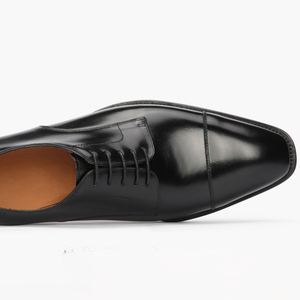Zapatos Oxford de Hombre, Negros, de Cuero Genuino, con Cordones, Suela de Goma Antideslizante, Formales, de Negocios, para Invierno, Verano, Otoño, Bodas, de Lujo - Product Image 1