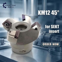 Fraise à face indexable KM12 à 45 degrés, tête de fraisage en acier allié 40CrMo, compatible avec les plaquettes SEKT
