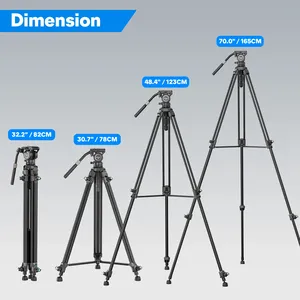 Trípode de Video WEYLLAN VP5 de 70'', Trípode de Viaje de Aleación de Aluminio con Cabezal Fluido con Amortiguación de Inclinación y Giro DF6, Tamaño Pequeño, Carga 6 kg L96 - Product Image 6