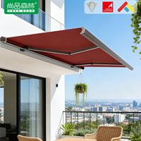 Auvent rétractable motorisé à bras courbé, imperméable, résistant au vent, protection UV, pare-soleil, installation rapide