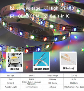 Bande <span class=keywords><strong>LED</strong></span> RVB adressable WS2812B 5V 60 <span class=keywords><strong>LED</strong></span>/m SMD5050 Couleurs Rêveuses IP65 Contrôle par Application pour Maison, Salle de Jeux, Scène, Bar CE RoHS - Product Image 3