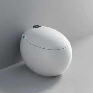 Inodoro inteligente de cerámica para baño, inodoro eléctrico automático con forma de huevo