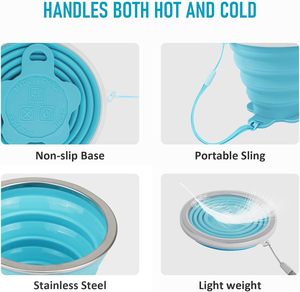 Taza de Café Plegable Retráctil Libre de BPA, Taza de Silicona Plegable para Camping con Tapa, Taza de Viaje Plegable de Silicona - Product Image 4