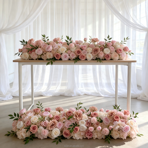 Camino de Mesa de Flores Artificiales de Seda en Degradado Rosa Intenso |   Creador de Ambiente Moderno de Alta Calidad Hecho en Shandong para Escenas de Boda, Entrega Rápida - Product Image 1