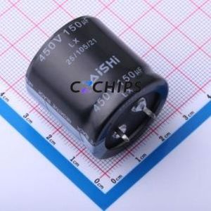 Condensador Electrolítico de Aluminio ELX2WM151Q30KT de Montaje a Presión (THT), Componente de Orificio Pasante, D30xL30mm 150uF 20% 450V 10mm - Product Image 1