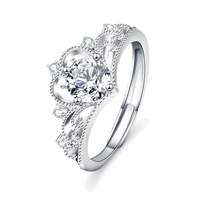 <span class=keywords><strong>Anello</strong></span> in Argento Sterling 925 Stile Punk con Corona da Principessa, Fascia con Gemme CZ, Taglio Ovale, Placcato in Rodio per Matrimoni e Feste - Product Image 2