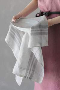 Serviette de cuisine à séchage rapide en lin à carreaux crème durable pour un usage domestique écologique - Product Image 4