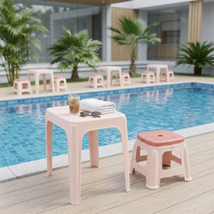 <b>Outdoor</b> Dining <b>Table</b> Rectangular Waterproof Lightweight Stackable Durable Easy Carry Small Pastel Color Bedroom Hotel Modern PP - Product Image 5