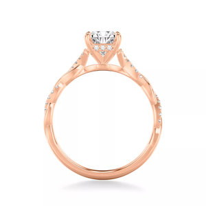 custom 14K <b>Rose</b> Gold Engagement Ring princess Cut Lab Grown Diamond Twisted <b>Infinity</b> Shank Pave Side IGI certificate Jewelry - Product Image 2