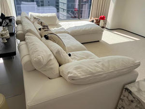 Sofá Suave y Cómodo de Algodón y Lino, Sofá Nube para Sala de Estar, Diseño <span class=keywords><strong>Nórdico</strong></span>, Tela Impermeable y Resistente a las Manchas - Product Image 5