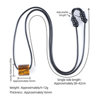 Collier Cylindre en Cristal Naturel 16mm, Chaîne Minimaliste pour Pull, Cordon Réglable Fait Main, Pendentif Agate à Grand Trou