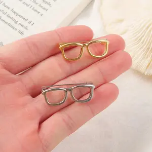 Kustom berbentuk logam paduan bingkai kacamata bros kacamata Pin kerah untuk wanita setelan baju kerah