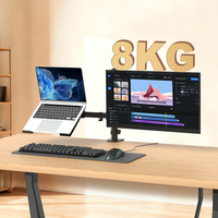Support d'ordinateur portable et moniteur en acier allié KHCOOHOO avec base relevable et bras pivotant pour écrans jusqu'à 27 pouces, capacité de 8 kg par bras